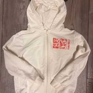 H&M Cream Hoodie with Red Graphic Youth 10Y